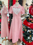 ORANGE JUICE Peter Pan Collar Puff Sleeves Mid Length Dress